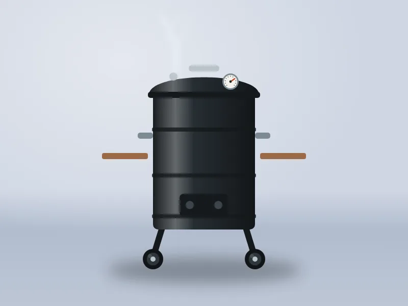Charcoal drum smoker illustration for the Oklahoma Joe's Bronco Drum Smoker